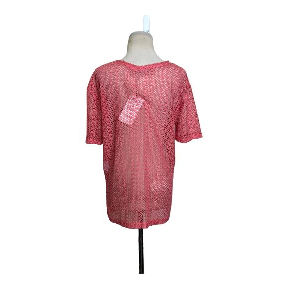 Zara melon pink open crochet short sleeves top size Medium - Picture 7 of 9